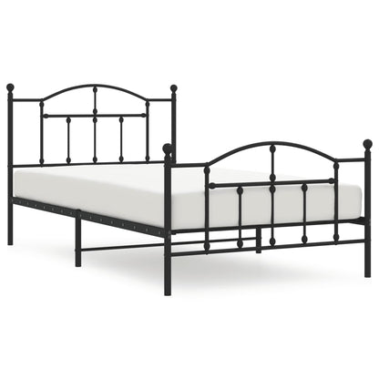 Metal Bed Frame with Headboard and Footboard Black King Single