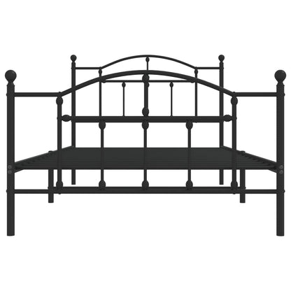 Metal Bed Frame with Headboard and Footboard Black King Single