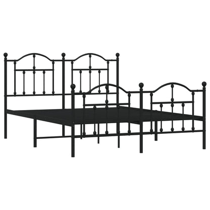 Metal Bed Frame with Headboard and Footboard Black Queen