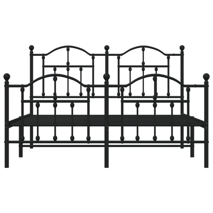 Metal Bed Frame with Headboard and Footboard Black Queen