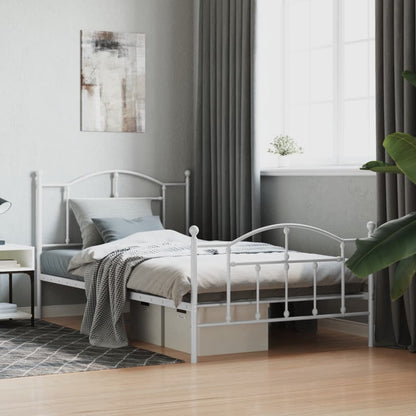 Metal Bed Frame with Headboard and Footboard Black King Single