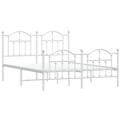 Metal Bed Frame with Headboard and Footboard White Queen
