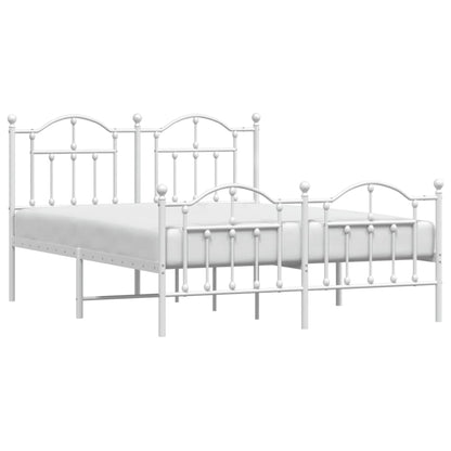 Metal Bed Frame with Headboard and Footboard White Queen