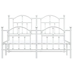 Metal Bed Frame with Headboard and Footboard White Queen