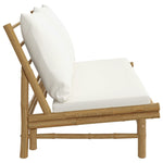 Bamboo Garden Bench with Creamy White Cushions