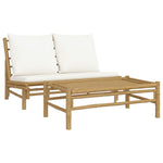 Bamboo 2-Piece Garden Lounge with Cream White Cushions