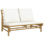 Bamboo 2-Piece Garden Lounge with Cream White Cushions