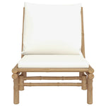 Bamboo Pair Garden Chairs with Cream White Cushions
