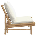 Bamboo Pair Garden Chairs with Cream White Cushions