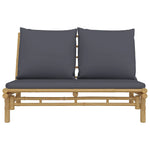 Elegant Bamboo Bliss: Dark Grey Cushioned Garden Bench