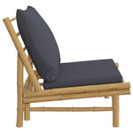 Bamboo Garden Chairs Pair with Dark Grey Cushions