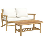 Bamboo 2-Piece Garden Lounge Set with Cream White Cushions