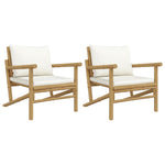 Bamboo Garden Chairs (Set of 2) with Cream White Cushions