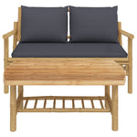 Bamboo 2-Piece Garden Lounge with Dark Grey Cushions