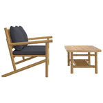 Bamboo 2-Piece Garden Lounge with Dark Grey Cushions