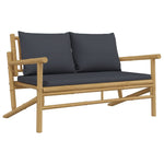 Bamboo 2-Piece Garden Lounge with Dark Grey Cushions