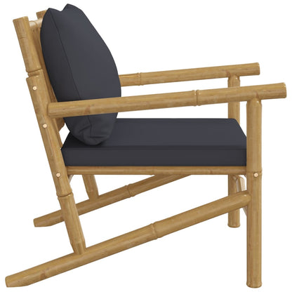 Bamboo Bliss: Duo Garden Chairs with Dark Grey Comfort