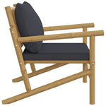 Bamboo Bliss: Duo Garden Chairs with Dark Grey Comfort