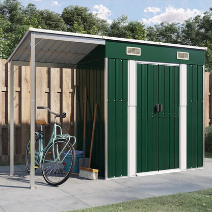 Garden Shed with Extended Roof Light Brown Steel
