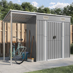 Garden Shed with Extended Roof Light Brown Steel