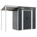 Garden Shed with Extended Roof Light Brown Steel