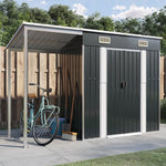 Garden Shed with Extended Roof Light Brown Steel