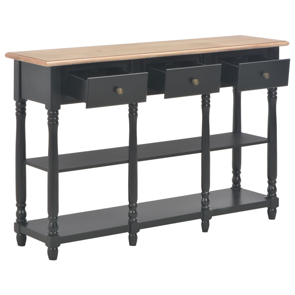 Console Table 3 Drawer 2 Shelf Engineered Wood Hallway Storage Unit Black