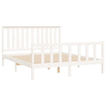 Snowy Haven: White Pine Bed Frame with Headboard
