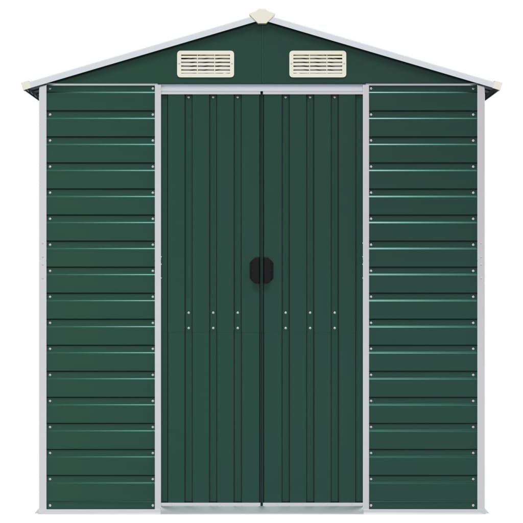 Sleek Tranquility Haven: Light Grey Galvanised Steel Garden Shed