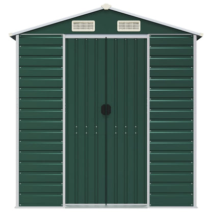 Sleek Tranquility Haven: Light Grey Galvanised Steel Garden Shed