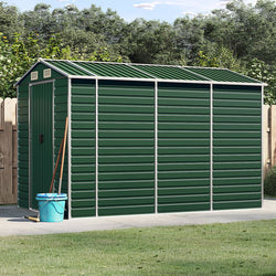 Sleek Tranquility Haven: Light Grey Galvanised Steel Garden Shed