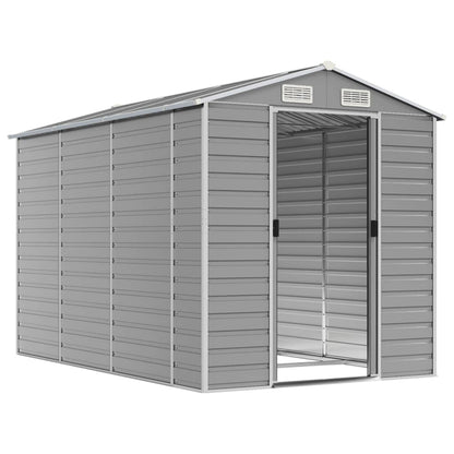 Sleek Tranquility Haven: Light Grey Galvanised Steel Garden Shed