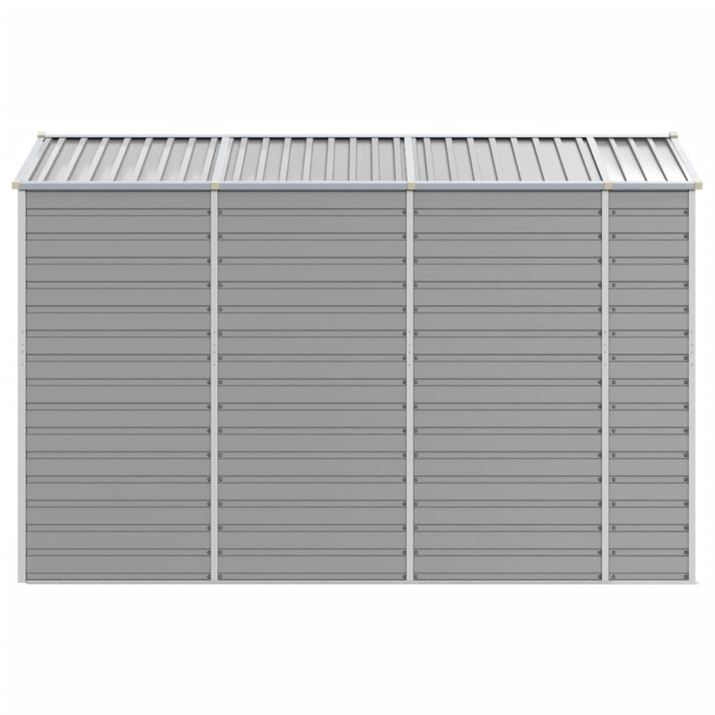 Sleek Tranquility Haven: Light Grey Galvanised Steel Garden Shed