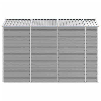 Sleek Tranquility Haven: Light Grey Galvanised Steel Garden Shed