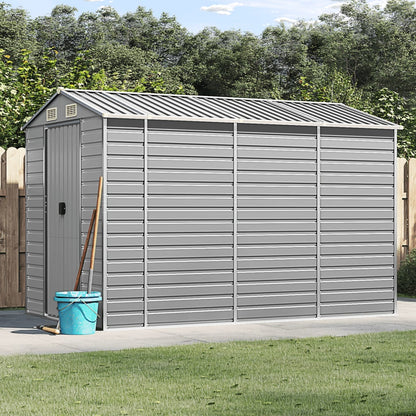 Sleek Tranquility Haven: Light Grey Galvanised Steel Garden Shed