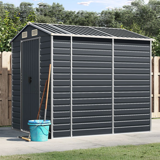 Galvanised Steel Garden Shed Anthracite 191x215cm | HomeAndLiving