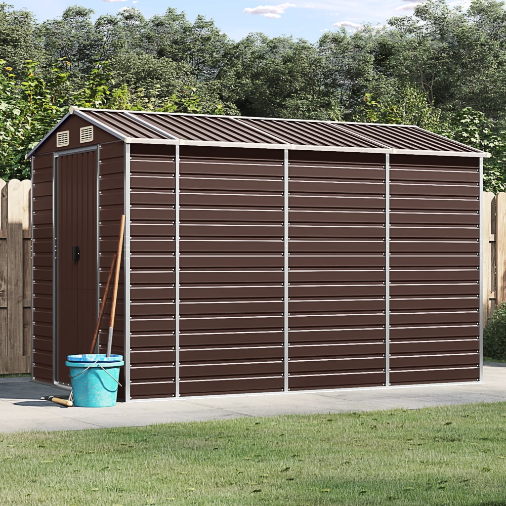 Sleek Tranquility Haven: Light Grey Galvanised Steel Garden Shed