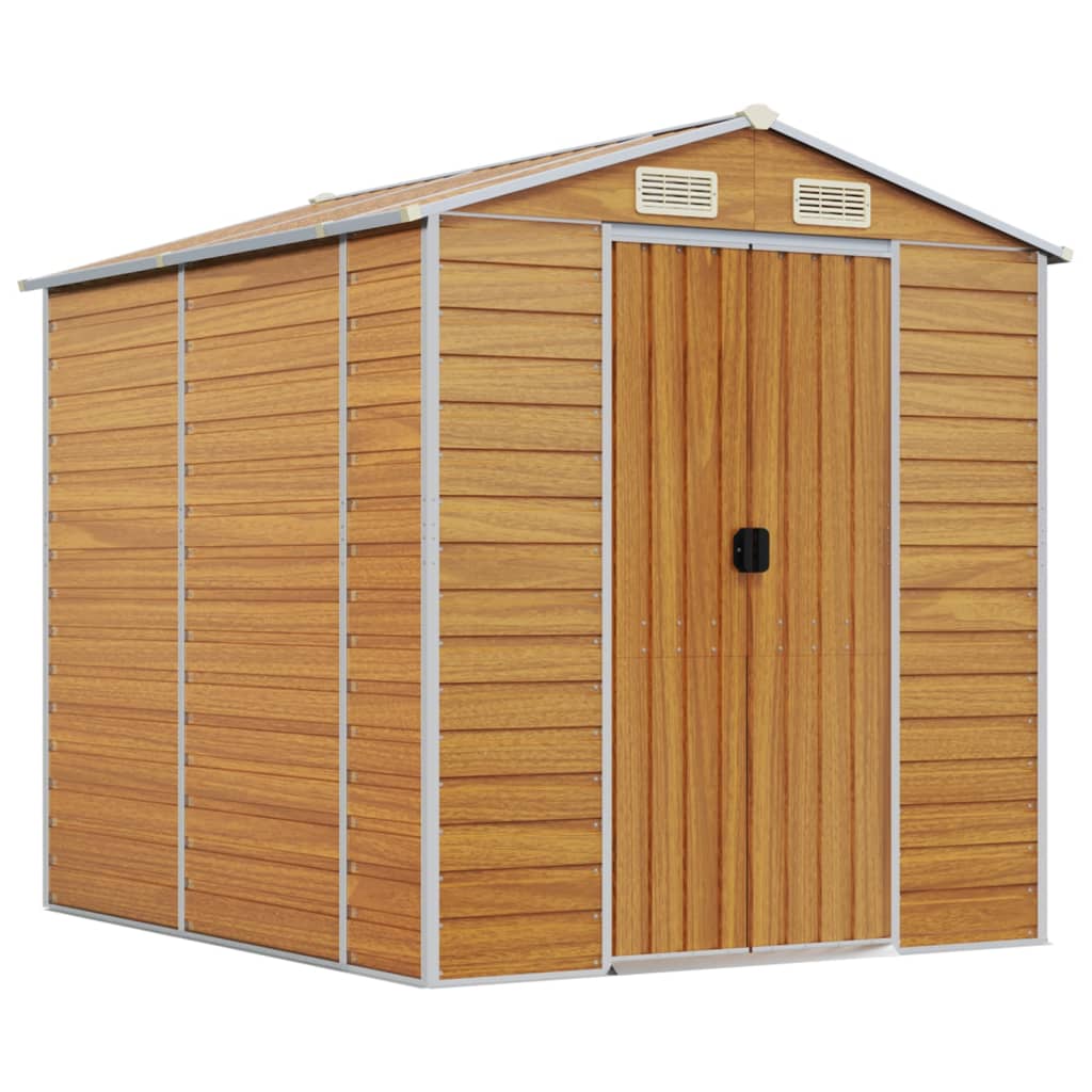 Galvanised Steel Garden Shed Light Brown 191x215cm | HomeAndLiving