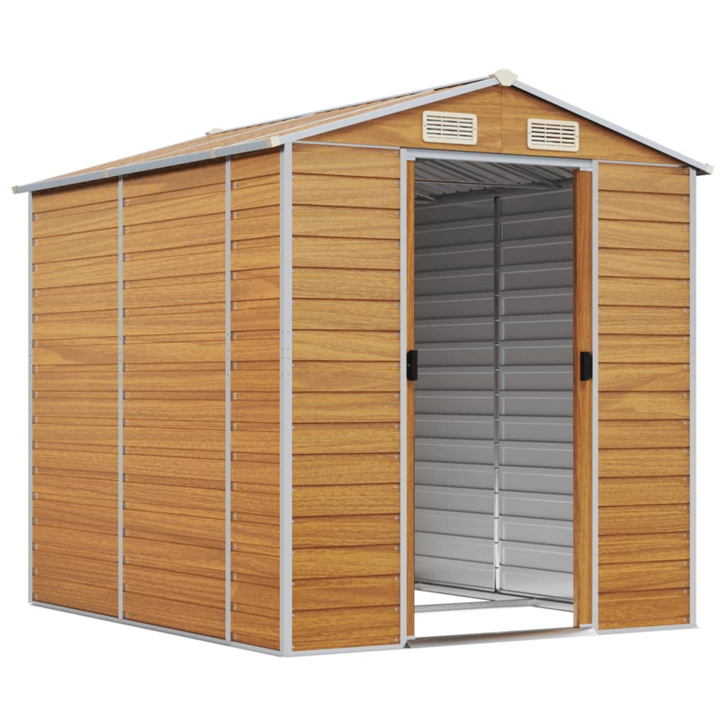 Galvanised Steel Garden Shed Light Brown 191x215cm | HomeAndLiving