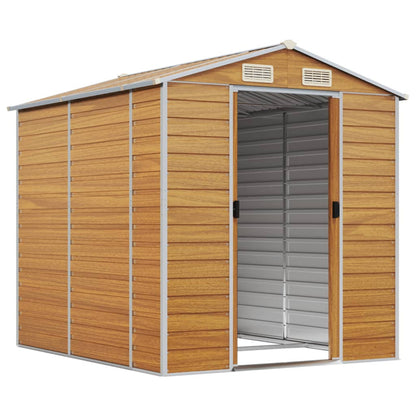 Galvanised Steel Garden Shed Light Brown 191x215cm | HomeAndLiving