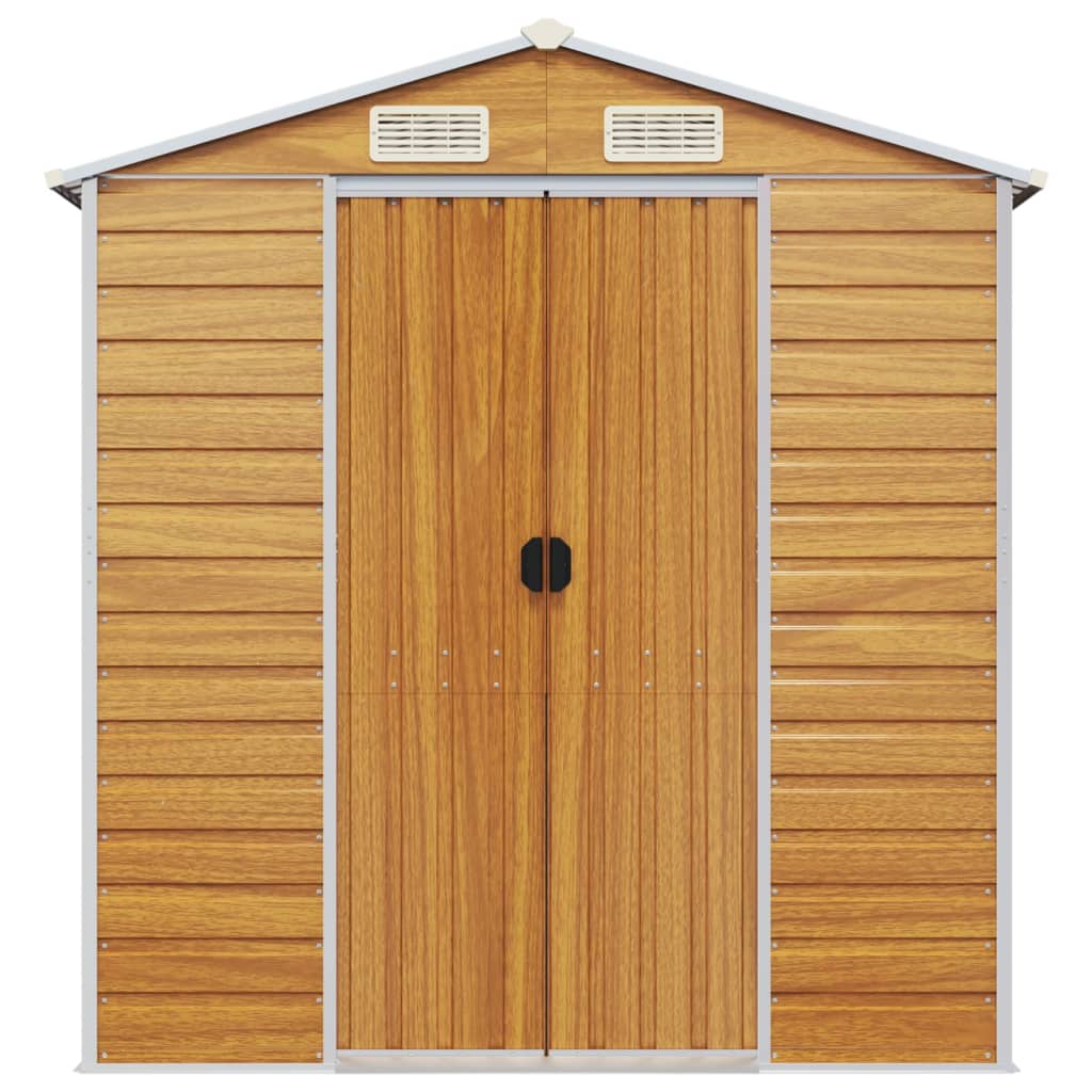Galvanised Steel Garden Shed Light Brown 191x215cm | HomeAndLiving