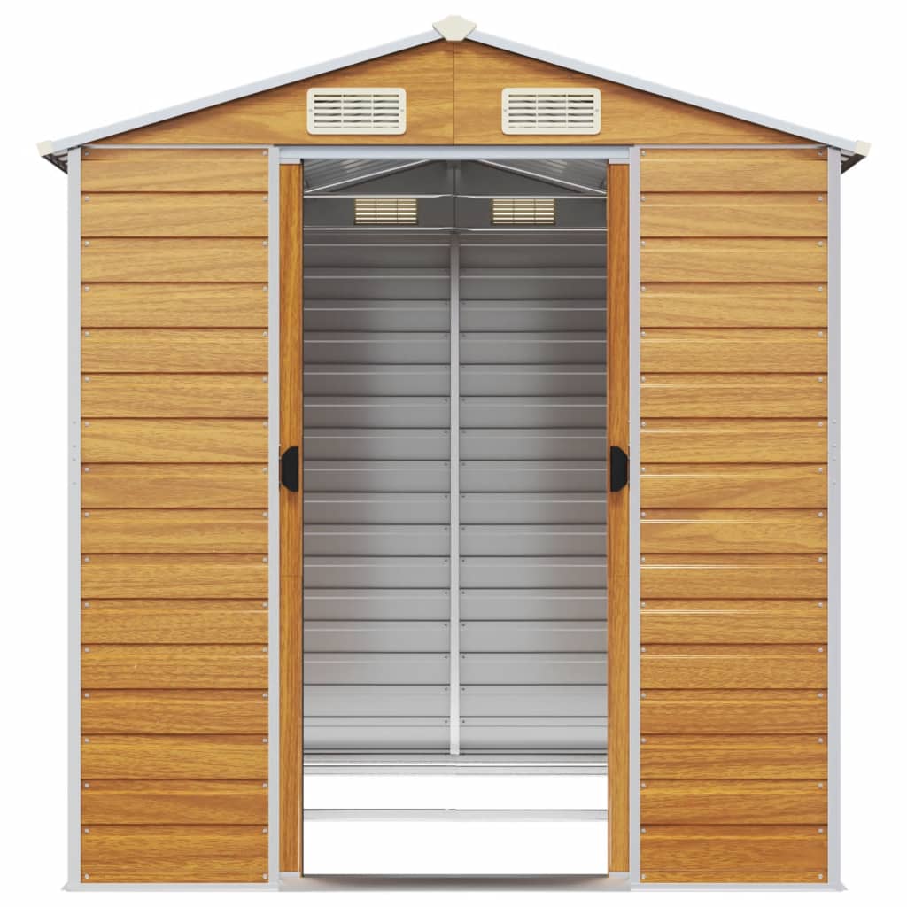 Galvanised Steel Garden Shed Light Brown 191x215cm | HomeAndLiving