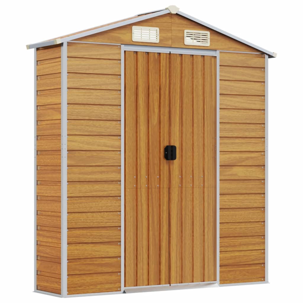 Galvanised Steel Garden Shed Light Brown 191x215cm | HomeAndLiving