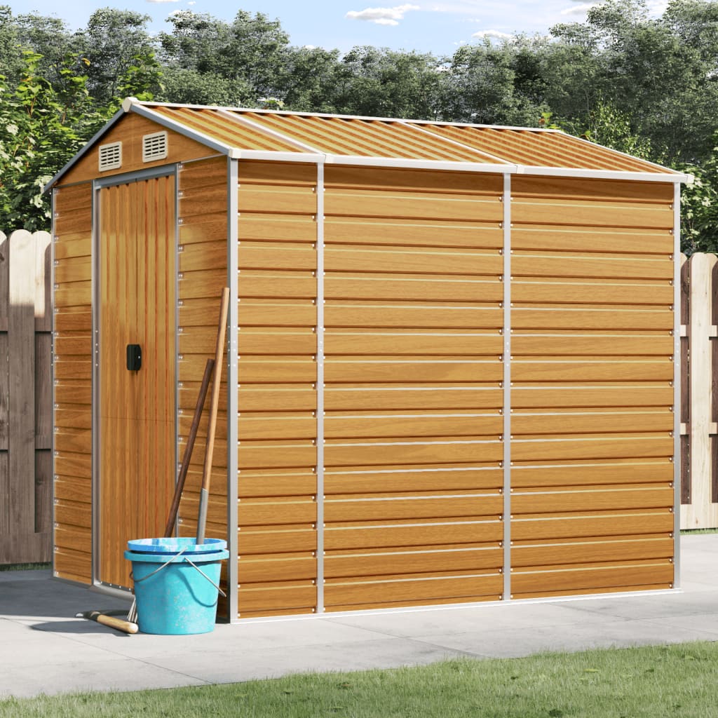 Galvanised Steel Garden Shed Light Brown 191x215cm | HomeAndLiving