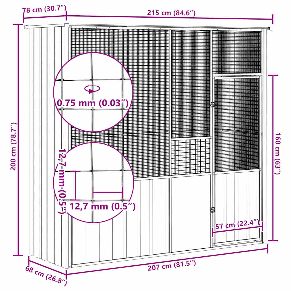 Large Bird Aviary Galvanised Steel 215cm | HomeAndLiving
