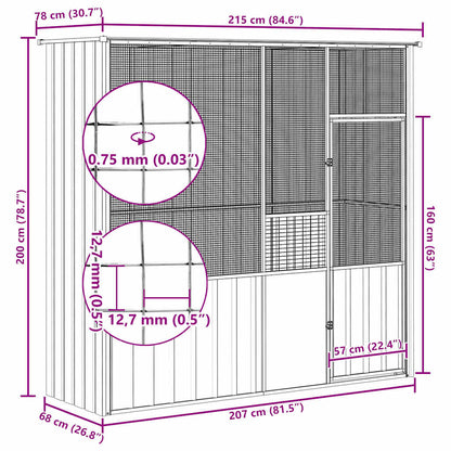 Large Bird Aviary Galvanised Steel 215cm | HomeAndLiving