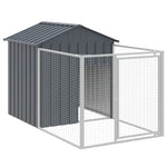 Dog Kennel with Run Galvanised Steel Anthracite | HomeAndLiving