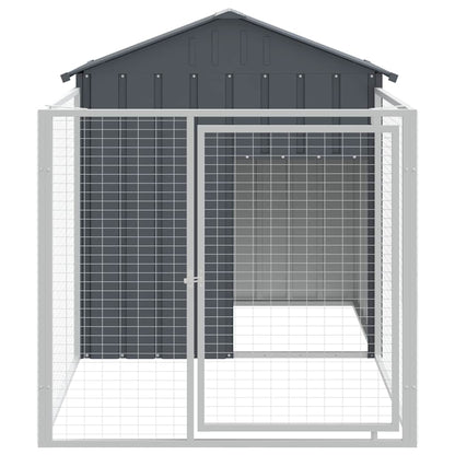 Dog Kennel with Run Galvanised Steel Anthracite | HomeAndLiving