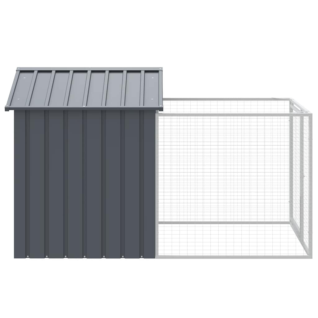 Dog Kennel with Run Galvanised Steel Anthracite | HomeAndLiving