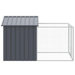Dog Kennel with Run Galvanised Steel Anthracite | HomeAndLiving